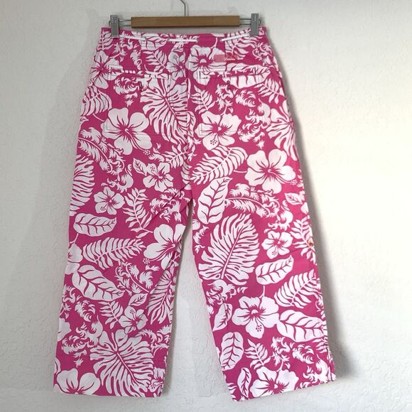 Vtg Lauren Ralph Lauren Capri Pant 6 Pink Hawaiian Floral Beach Barbie 90s Y2K - Picture 2 of 9